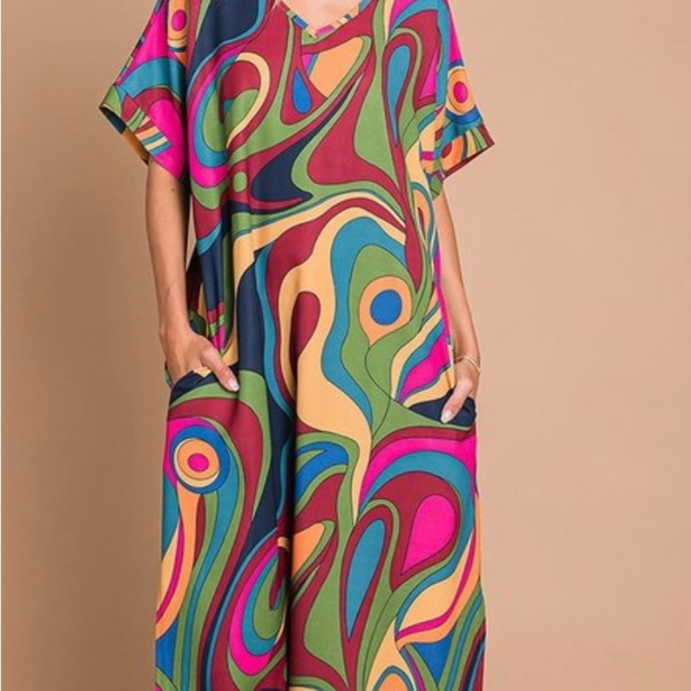 Multicolor Abstract Print Maxi Dress - Picture 6 of 7